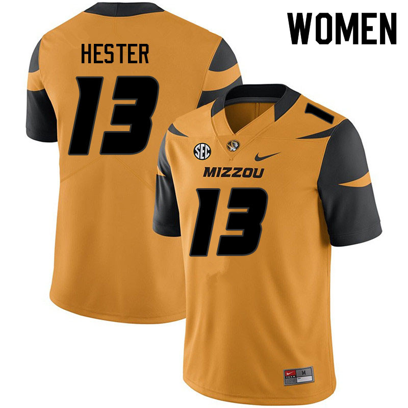 Women #13 JJ Hester Missouri Tigers College Football Jerseys Sale-Yellow